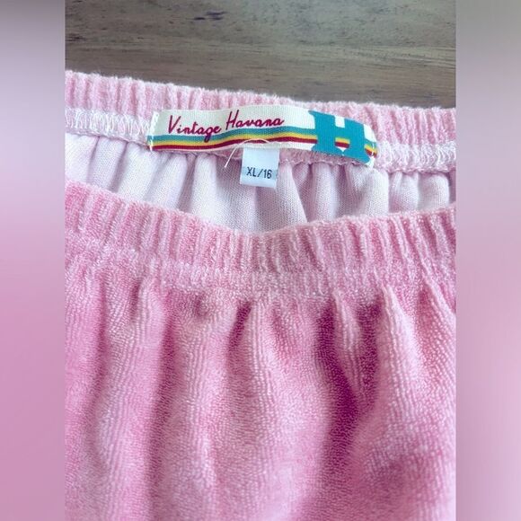 Vintage Havana Pink Terry Cloth cover-up strapless romper! Girls XL/16 - Picture 2 of 3